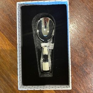 MacKenzie Childs baby spoon, black and white, NWT